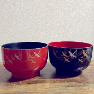 Set (2) Japanese bowls lightweight plastic kids soup